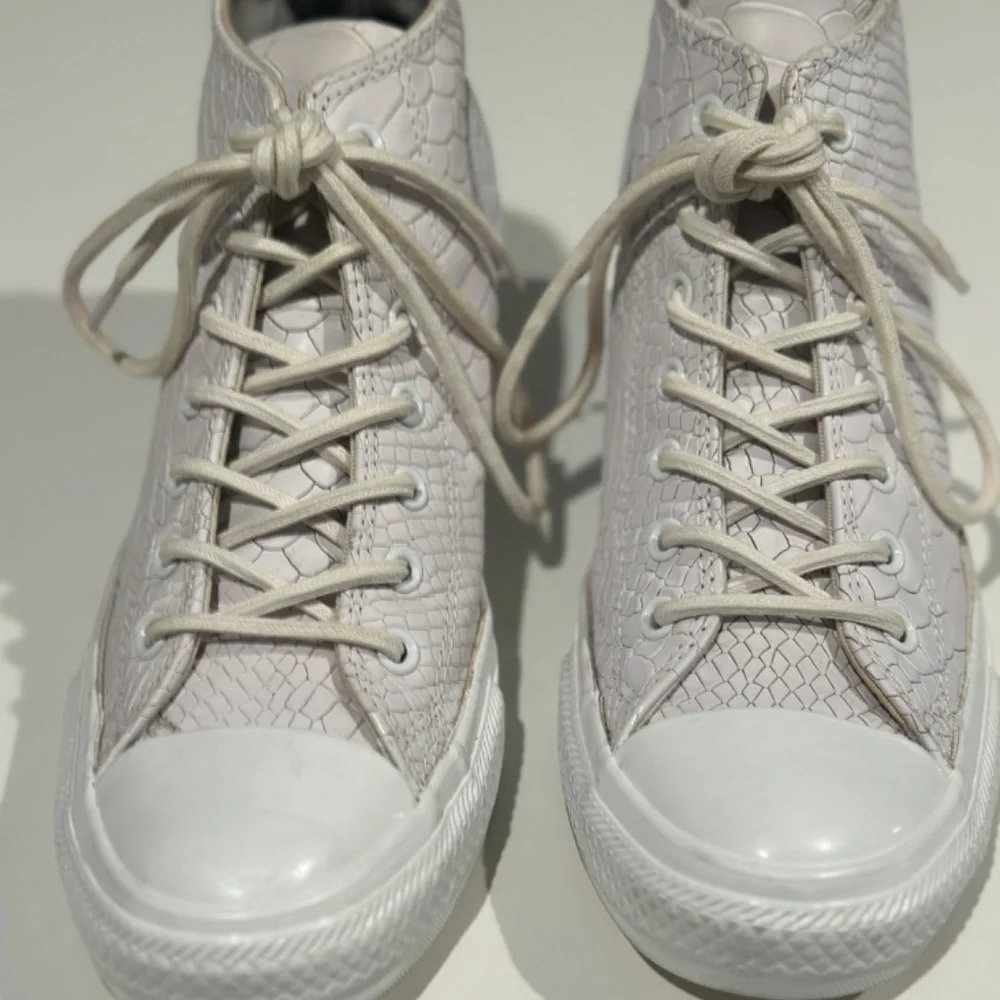 Converse Chuck Taylor Lux Mid Hidden Wedge White Python Leather Women's 8 - Picture 6 of 11